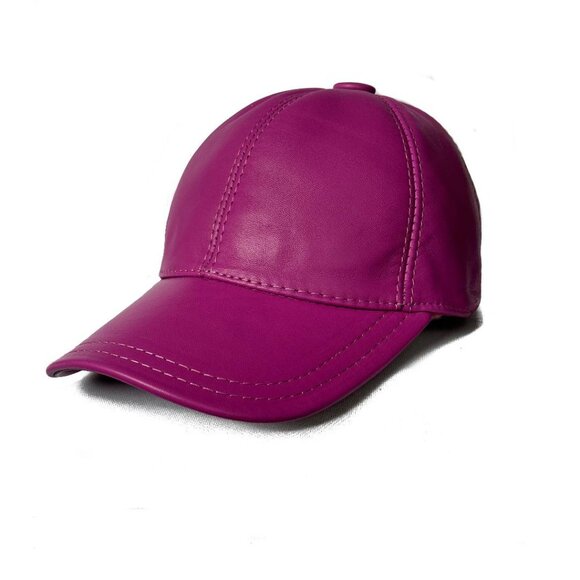 Leather Baseball Cap - Real Lambskin Leather Hat for men and woman - Picture 5 of 6